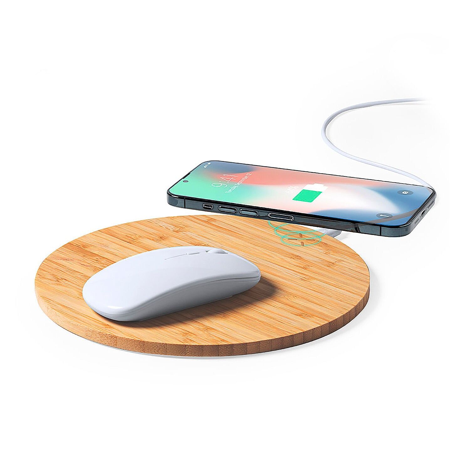 Tappetino caricabatterie wireless Nature Bamboo da 10 W.Antiscivolo Colore: Legno