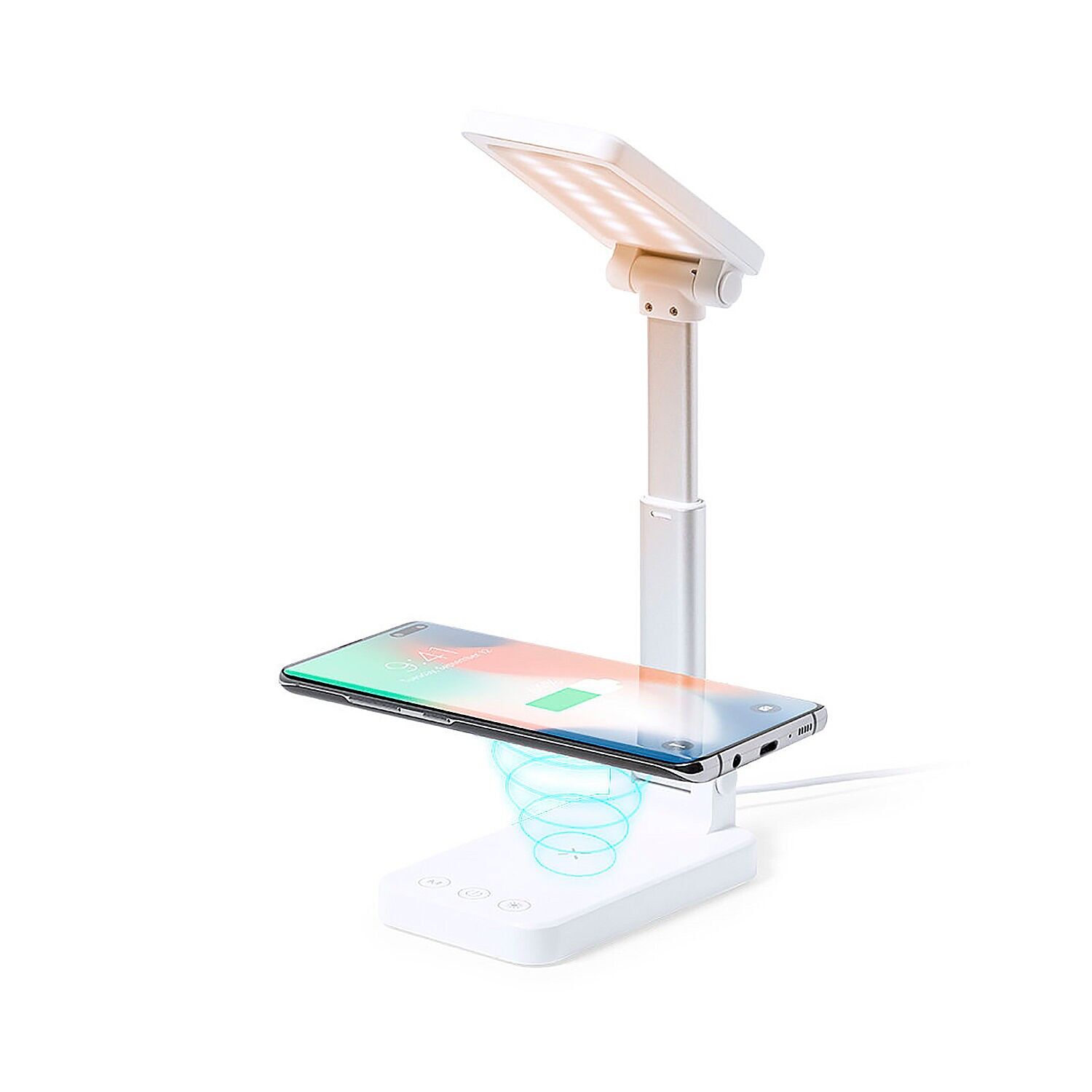 Lampada caricabatterie wireless multifunzione da 10 W. Power Bank da 3000 mAh.Colore: Bianco