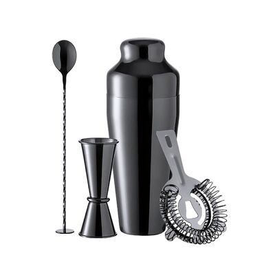 Set Shaker per Cocktail da 550 ml.Acciaio inossidabile smaltato con 4 accessori. Colore: nero.