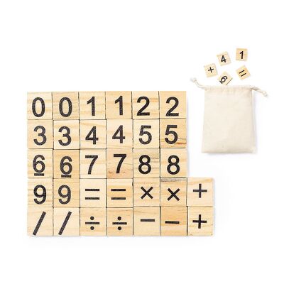 Jeu de calcul mathématique 32 pièces.Housse en coton Couleur : Bois