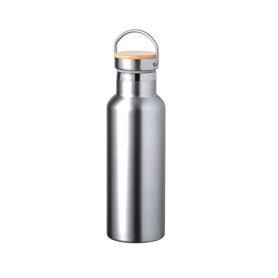 500 ml Thermal Steel and Bamboo Bottle.Double wall Color: Silver