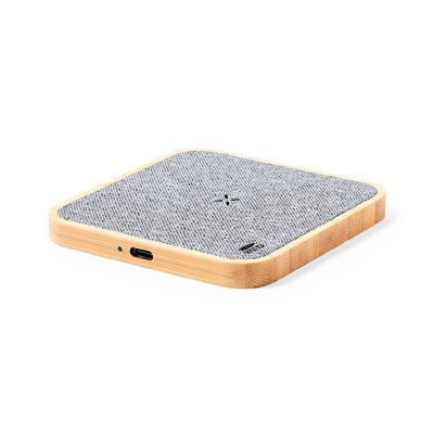 Chargeur sans fil Nature Bamboo/REPET 15 W Charge rapide Couleur : Gris
