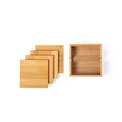 Set Posavasos 4 Piezas Color:Madera