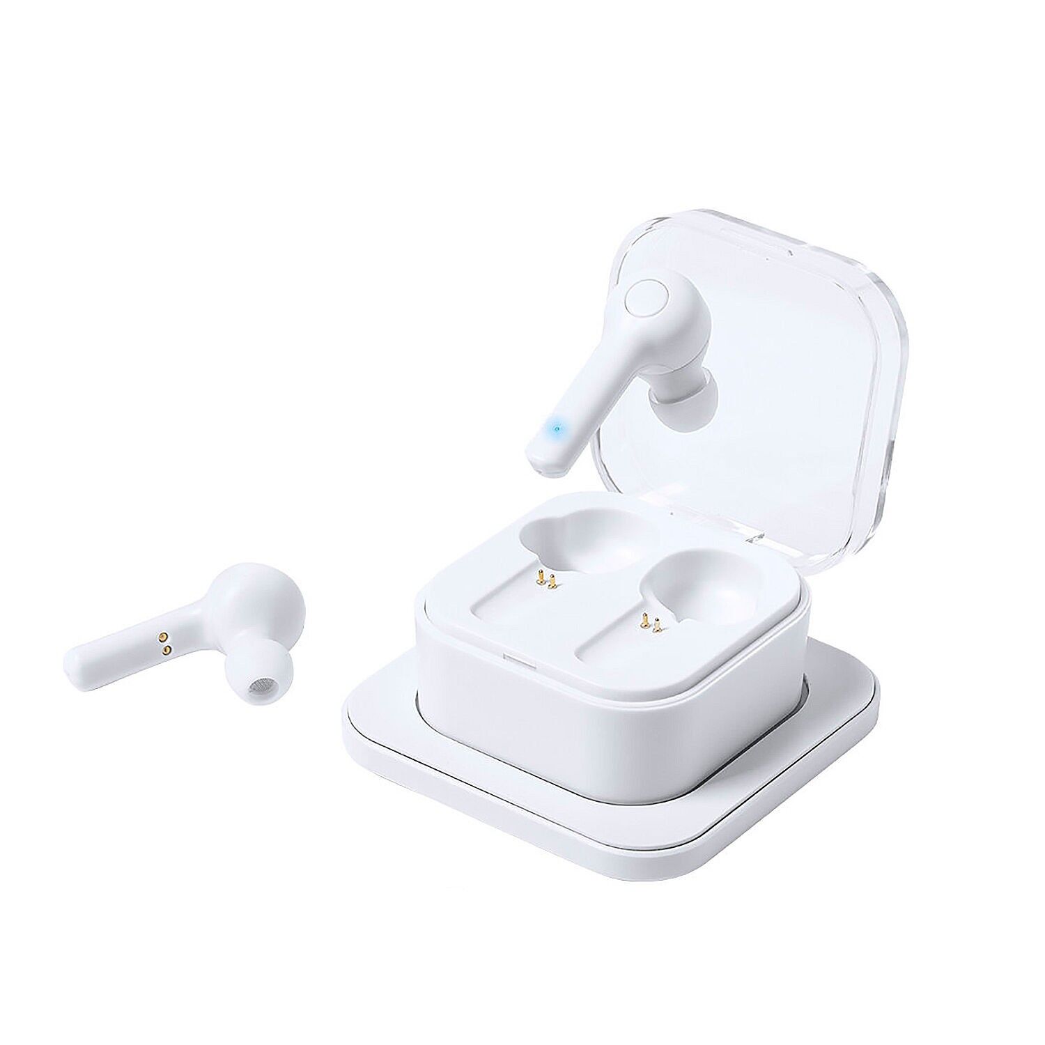 Cuffie con caricabatterie Bluetooth 5.0 . Senza fili 5W.Batteria da 40 mAh/Base di ricarica da 300 mAh Colore: Bianco