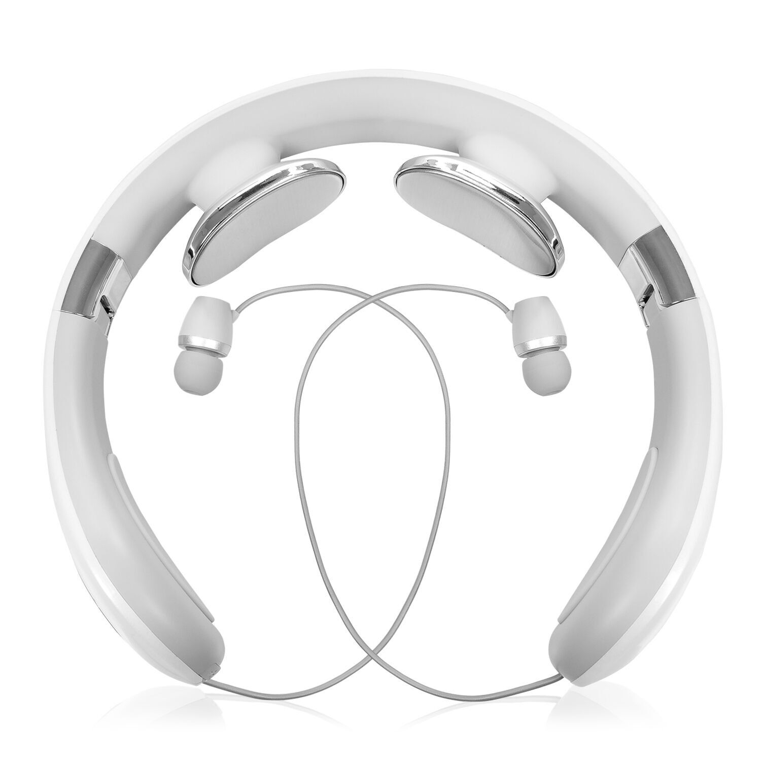 Massaggiatore intelligente per il collo con auricolari Bluetooth 5.00.Colore: Bianco