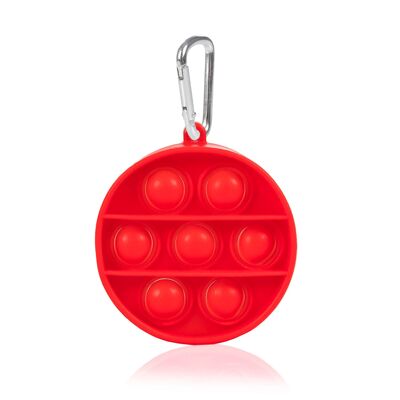 Mini Bubble Pop It stress-relieving sensory toy, silicone bubbles to squeeze and press. Round design with key ring.Color: Red
