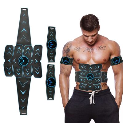 Smart EMS massage belt. Stimulating massager for abs and arms.Color: Blue