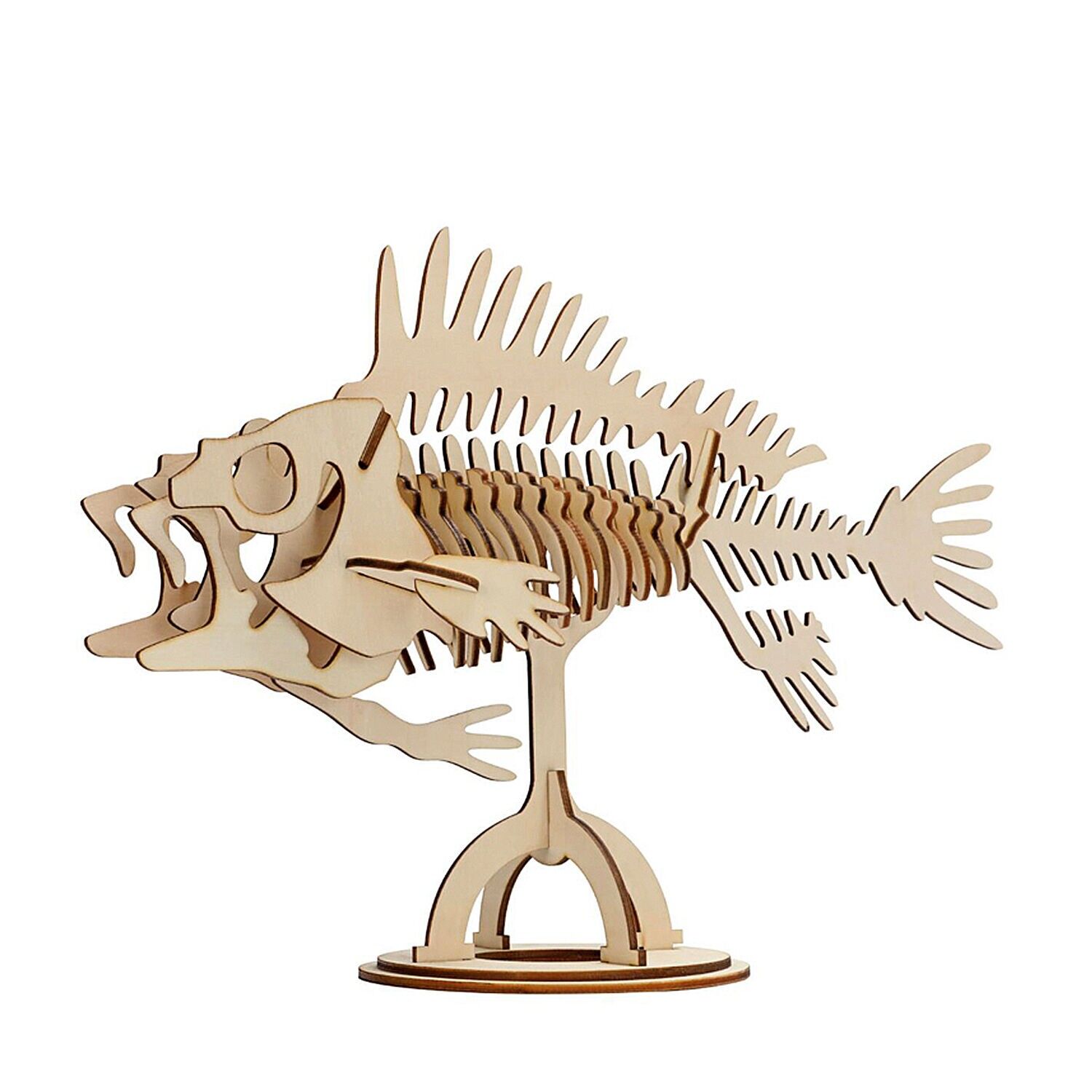 3D Holzpuzzle Fossiler Fisch 26 Teile. 34 x 11,5 x 22 cm.Farbe: Beige