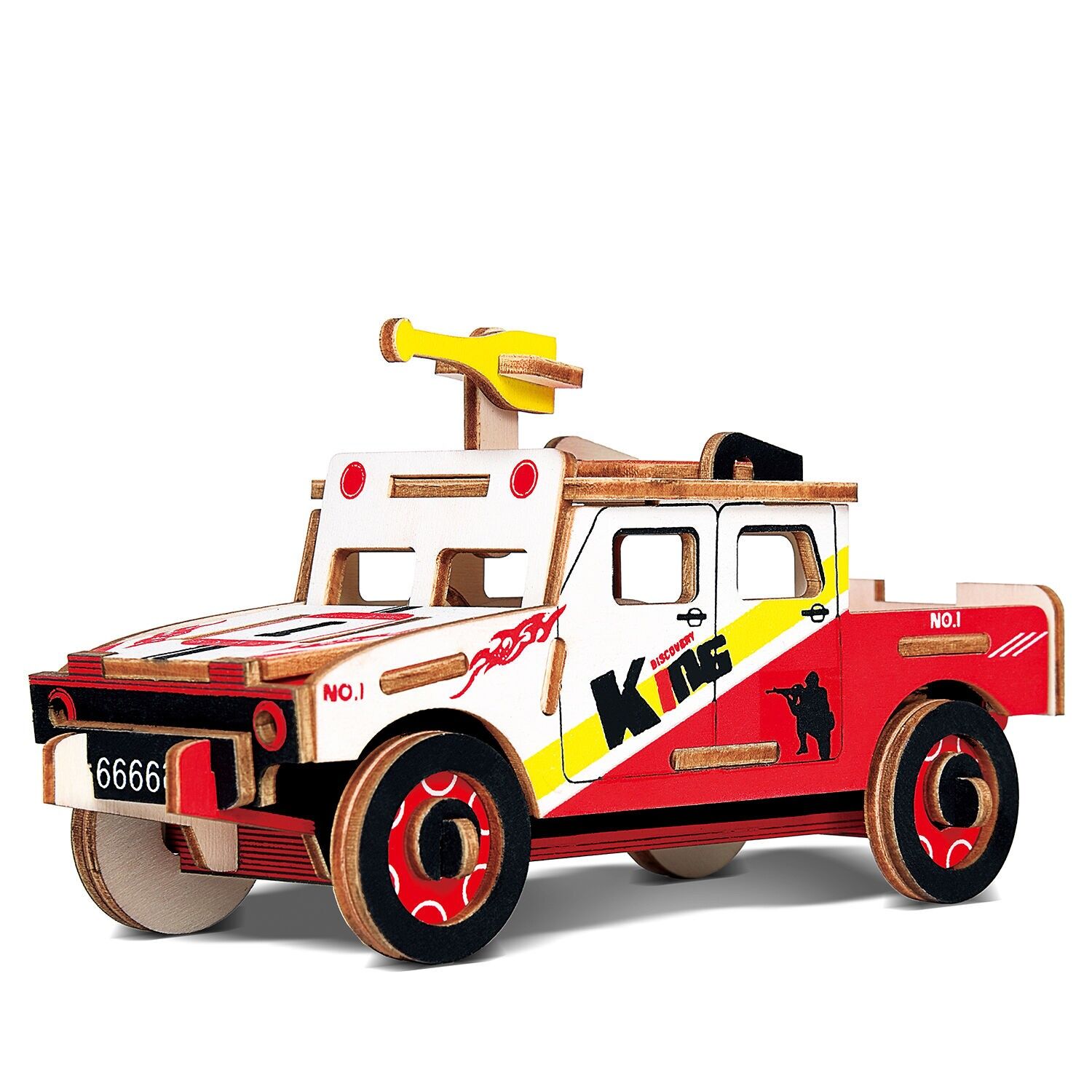 3D-Hummer-Holzpuzzle, 44 Teile. 16,2 x 7 x 8,5 cm. Farbe: Mehrfarbig