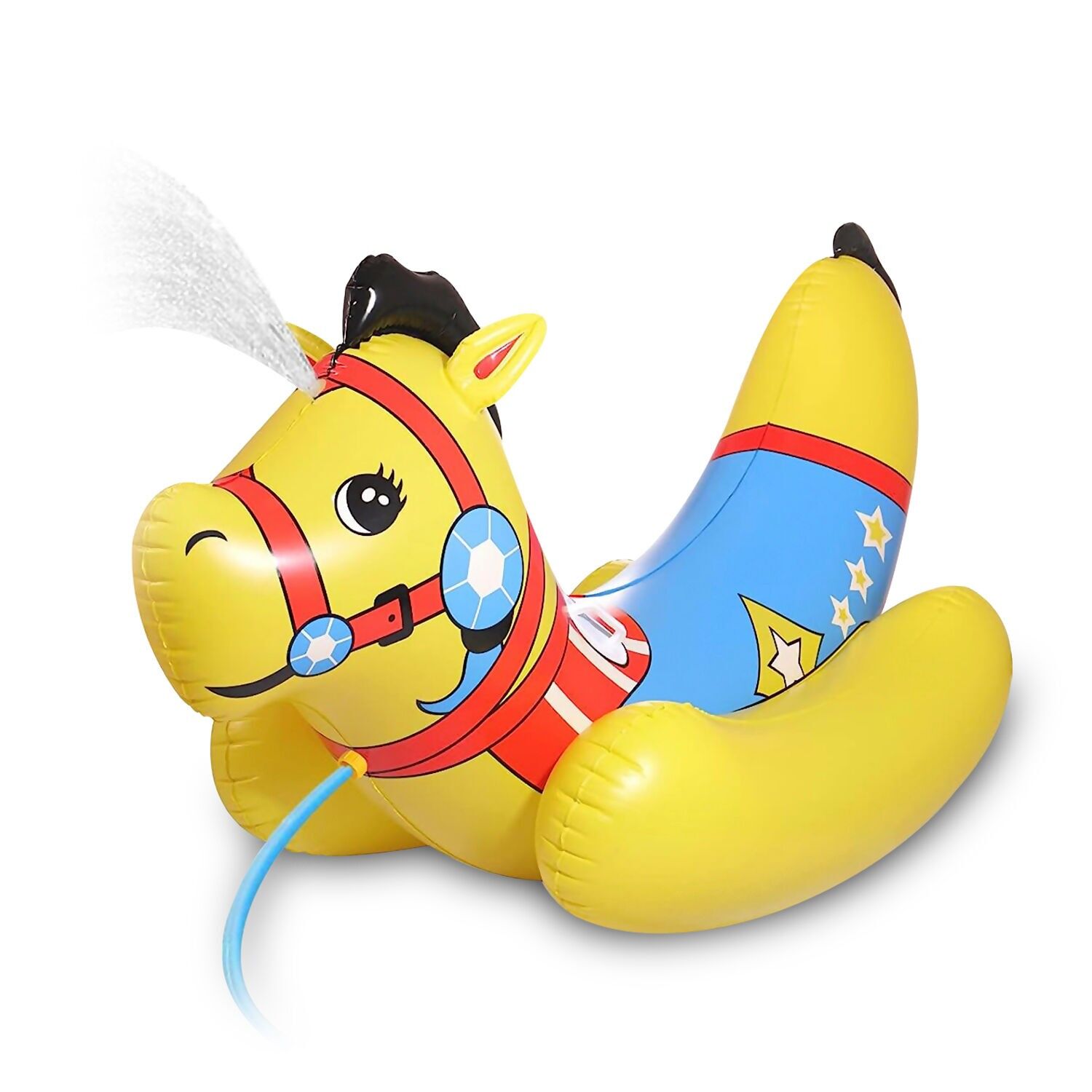 Flotador gigante con forma de caballo. 180x83cm. Color:Amarillo/Azul