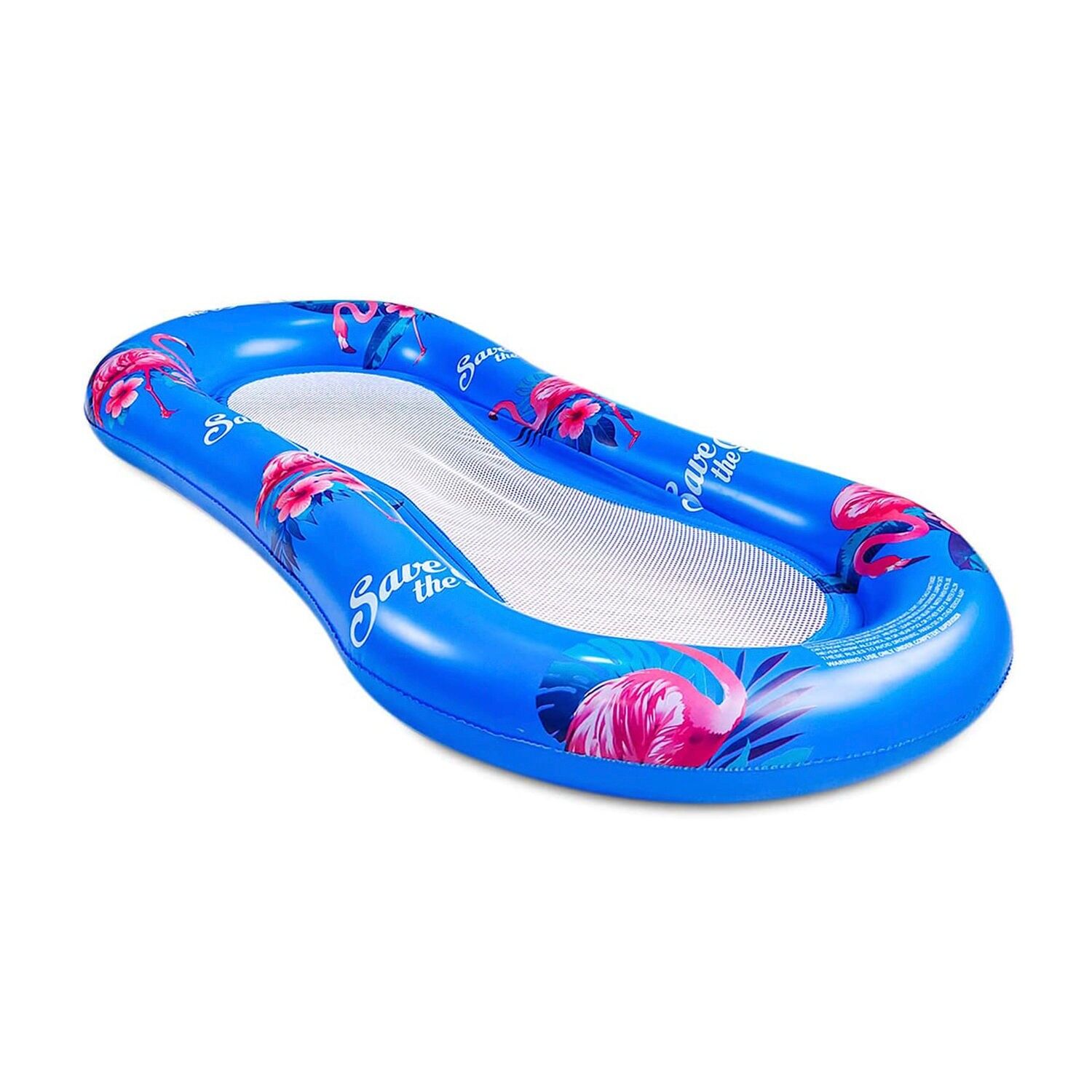 Colchoneta alargada hinchable, red central. Cama flotante. 170x80cm. Color:Azul