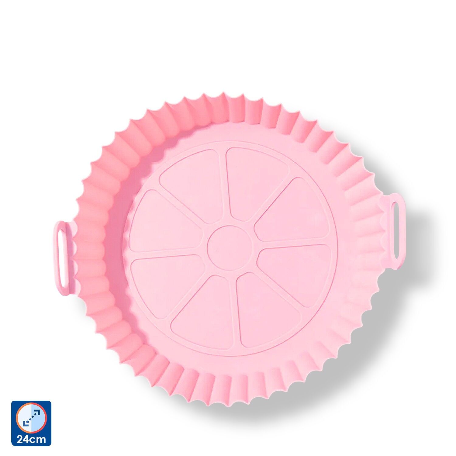 Stampo in silicone con manici appositamente studiato per friggitrici ad aria. 24x19x6 cm. Per uso alimentare. Colore: rosa chiaro