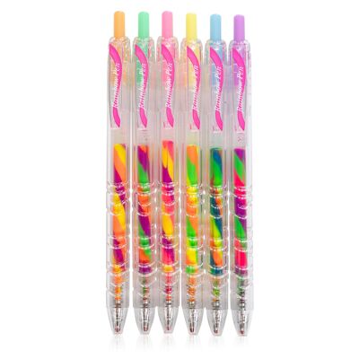 Set of 6 retractable magic rainbow gel markers, 1.0 mm. Color: Multicolor