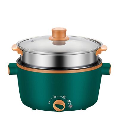 Electric pot, steamer, multifunction. Adjust 3 temperatures. Non-stick, double level. Handles for easy and safe use.Color: Dark Green