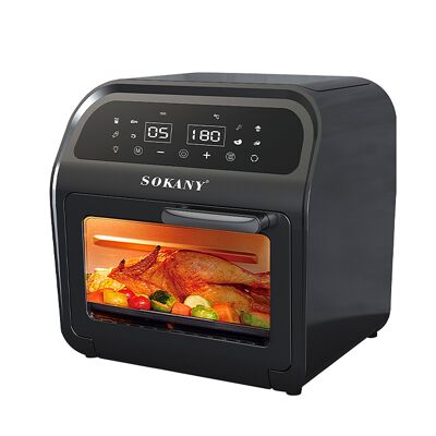 Air fryer oven with 16 litre capacity. Digital touch panel, 2500W power and display window.Color: Black