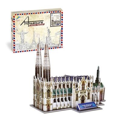 Puzzle 3D en carton de la cathédrale Saint-Patrick de New York. 49 pièces. Couleur : Multicolore
