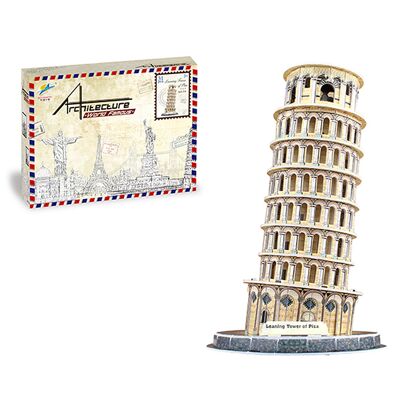 Puzzle 3D en carton de la Tour Penchée de Pise. 31 pièces. Couleur : Multicolore