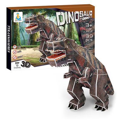 3D cardboard puzzle of the Tyrannosaurus rex dinosaur. 39 pieces.Color:Multicolor