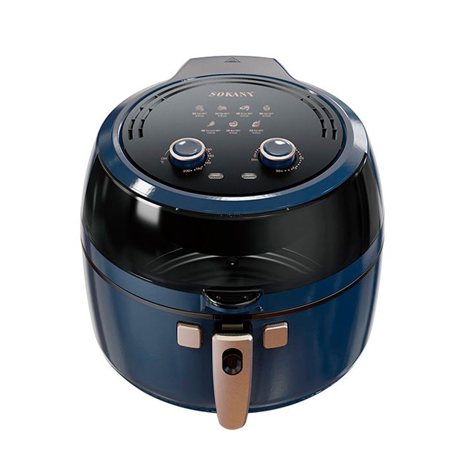 Friggitrice ad aria da 8 litri con temperatura regolabile, pannello di controllo meccanico e timer fino a 30 minuti. Colore: blu scuro