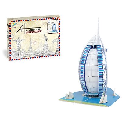 Puzzle 3D en carton de l'hôtel Burj Al Arab à Dubaï. 33 pièces. Couleur : Multicolore