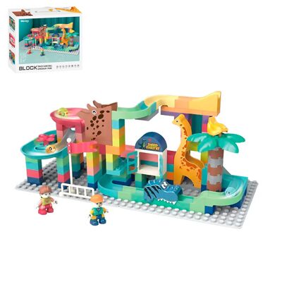 Blocs de construction de dinosaures avec piste à billes. 147 pièces. Couleur : Multicolore