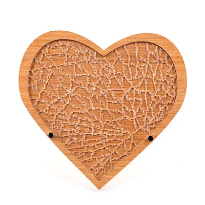 Wooden puzzle and frame with 169 acrylic pieces. Impossible Puzzle Design, Heart.Color: Brown