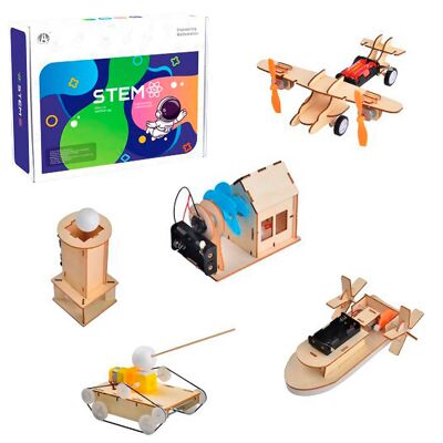 STEM educational wooden kit. Advanced level.Color: Wood