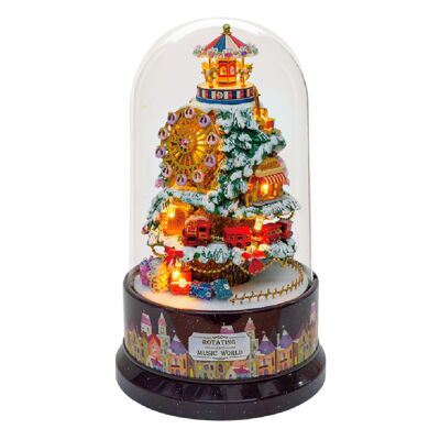 Paradis de neige. Modèle 3D réaliste avec beaucoup de détails, cache-poussière, lumières LED et base rotative avec musique. Couleur : Multicolore