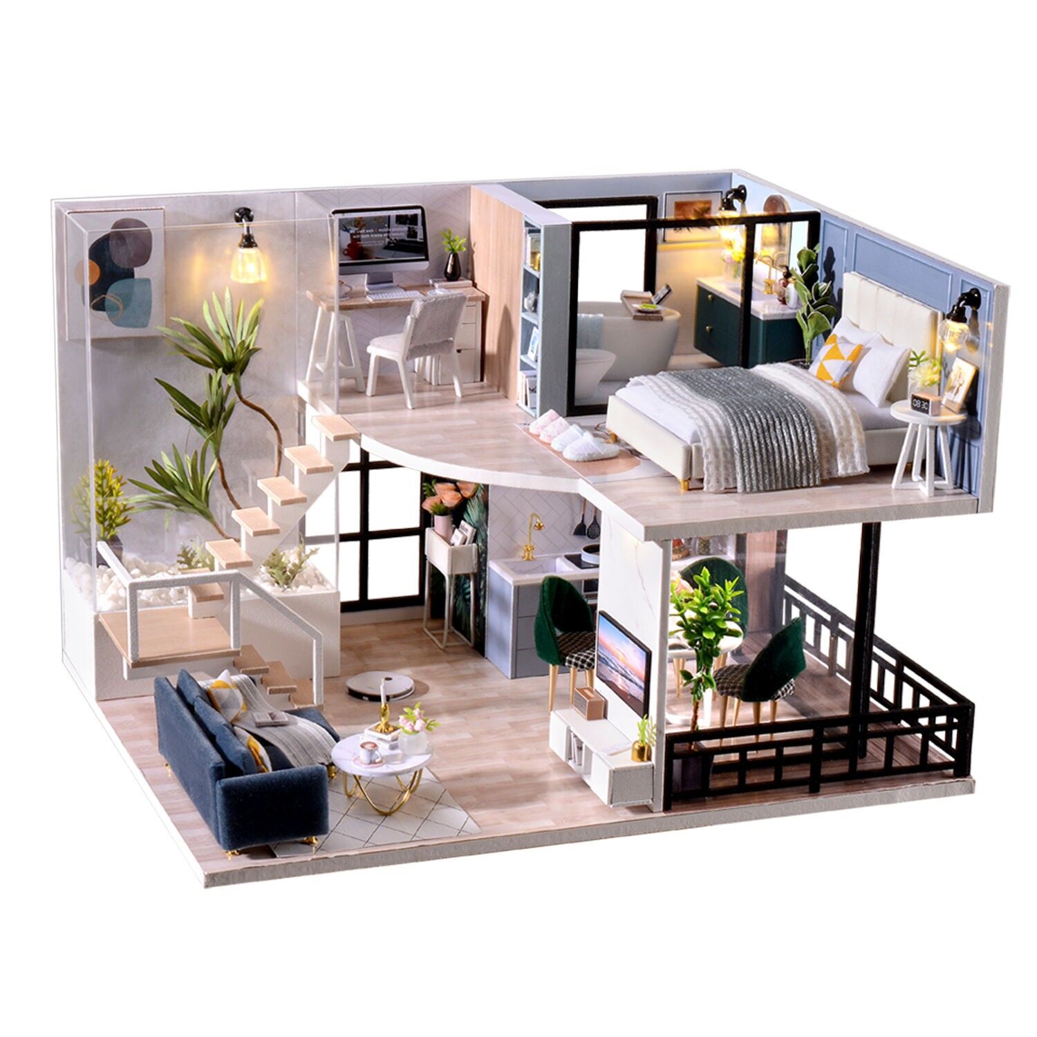 Accogliente duplex. Modello 3D realistico con grande dettaglio e luci LED. Colore:Multicolore