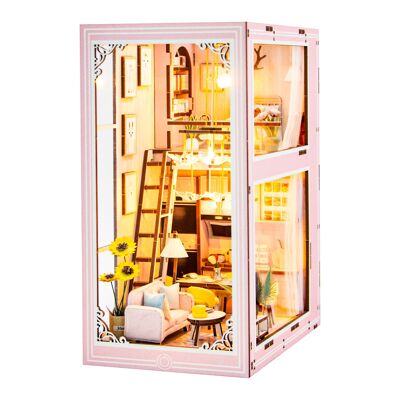 Apartamento Rosa. Book Nook realista con gran detalle, cubierta y luces led. Color:Multicolor