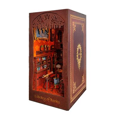 Academia Solace. Book Nook de madera, diseño 3D realista con gran detalle y luces led. Color:Multicolor