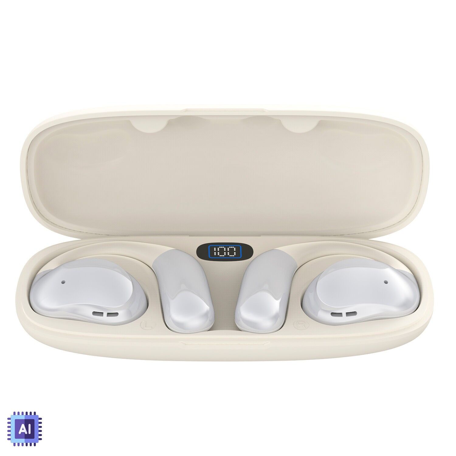 Cuffie YJ11 Bluetooth 5.4 Tecnologia OWS con traduttore AI.Colore: Bianco