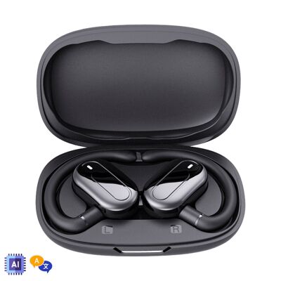 Écouteurs Bluetooth 5 YJ22.Technologie 4 OWS avec angle réglable avec traducteur AI. Couleur : Noir