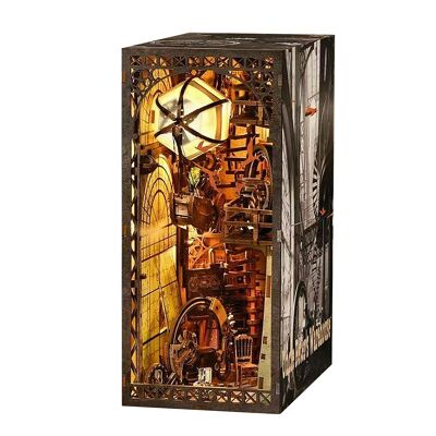 L'entrepôt de l'oncle Pete. Coin lecture en bois, conception 3D réaliste avec de nombreux détails, couverture et lumières LED. Couleur : Multicolore
