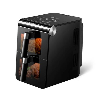 6-compartment dual air fryer.5L. 1700W+1700W of power.Color: Black