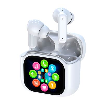 BY16 Bluetooth 5.0 Kopfhörer3 digitale Vollfarbbildschirme. High-Definition-Sound mit Biomembran.Farbe: Weiß