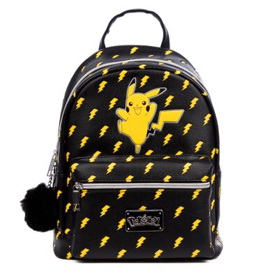 Pokémon Premium Black Backpack. Spacious main compartment with front and back pocket. With pompom accessory.Color: Black