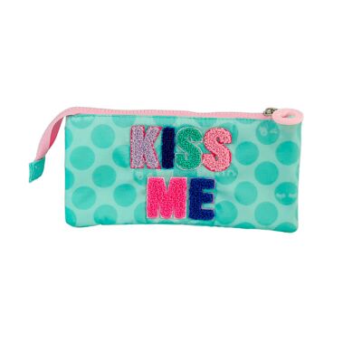 Portatodo Triple Blin Blin Kiss Me. Color:Verde Claro/Rosa Claro