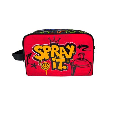 Ranking Graffiti Toiletry Bag. Strong and spacious.Color: Black/Red