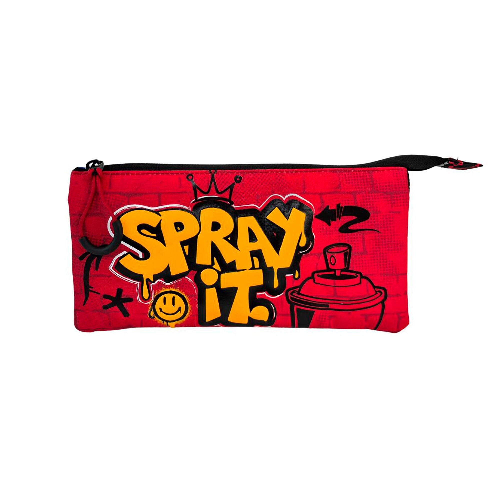 Astuccio portapenne con tripla classificazione Graffiti.Colore: Nero/Rosso