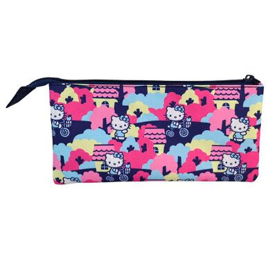 Astuccio triplo Hello Kitty.Colore: Blu scuro/Multicolore