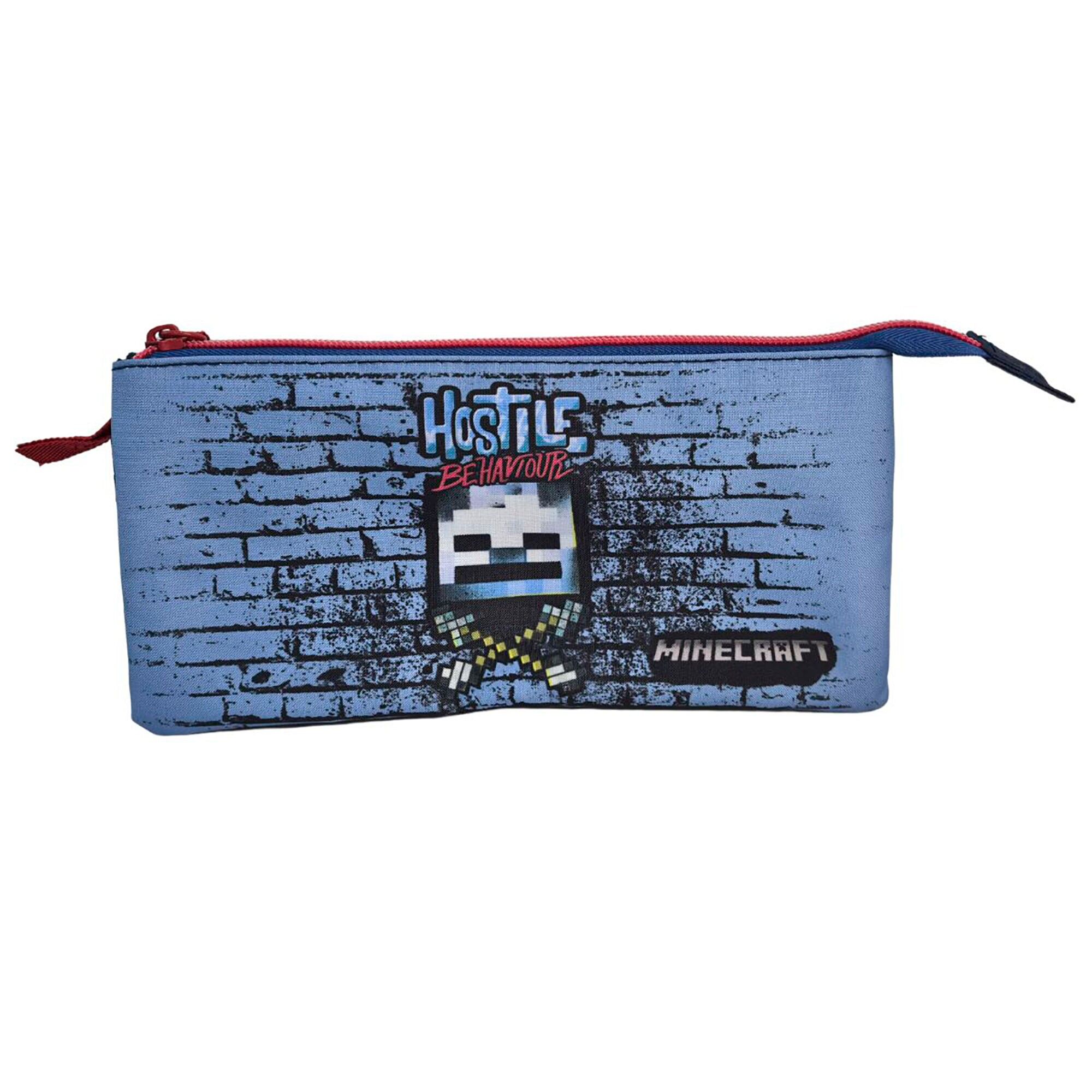 Borsone triplo Minecraft Hostile Behavior.Colore: blu denim