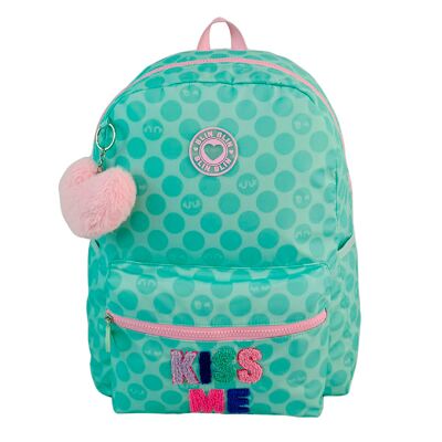 Americano Blin Blin Kiss Me Backpack. Laptop compartment. Adjustable and padded back and straps.Color: Light Green/Light Pink