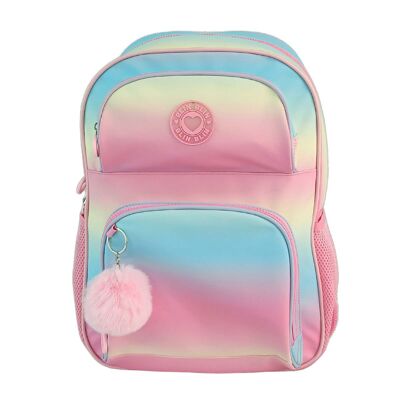 Blin Blin Gradient Pink Primary Backpack with double compartment adaptable to trolley.Color:Multicolor