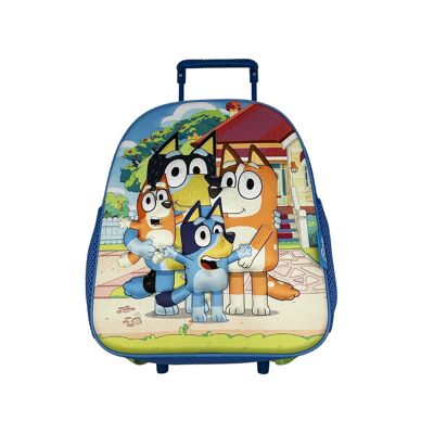 Eva Bluey 3D Preschool Cart. Side pocket. 3D character.Color: Blue