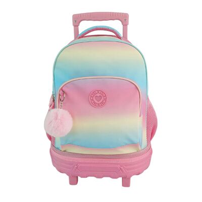 Compact Fixed Trolley Double Body Large Capacity Blin Blin Gradient Pink. Adjustable and padded back and straps.Color:Multicolor