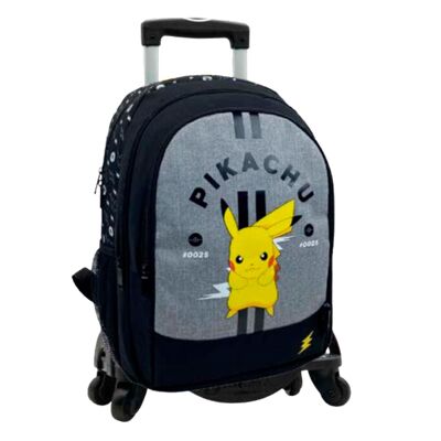 Pokemon Pikachu American Adaptable Backpack + Black Cart.Color:Gray/Black
