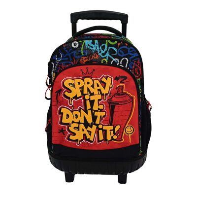 Compact Fixed Trolley Double Body Large Capacity Ranking Grafitti. Adjustable and padded back and straps.Color: Black/Red