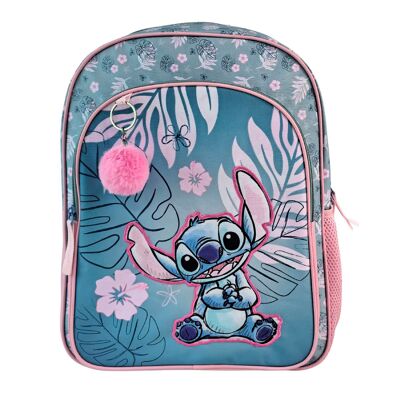Stitch Pink Primary Backpack with double compartment adaptable to trolley.Color: Pink/Multicolor