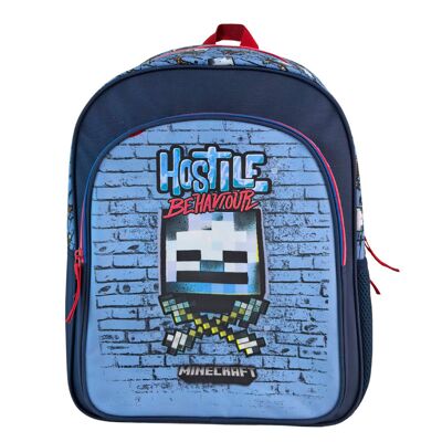 Minecraft Hostile Behavior Primary Backpack with double compartment adaptable to trolley.Color: Denim Blue